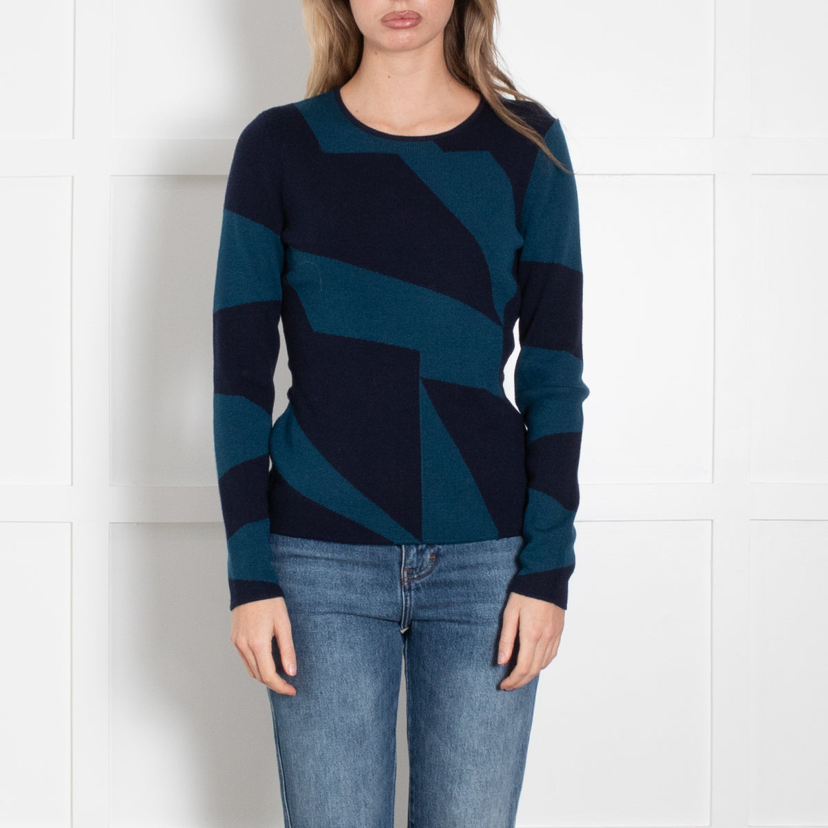 The Fold Blue Patterned Merino Wool Jumper