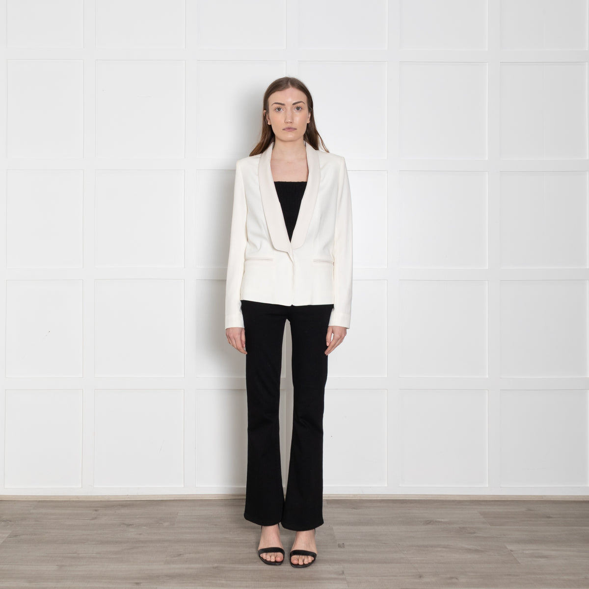IRO White Tuxedo Jacket With Faux Leather Collar
