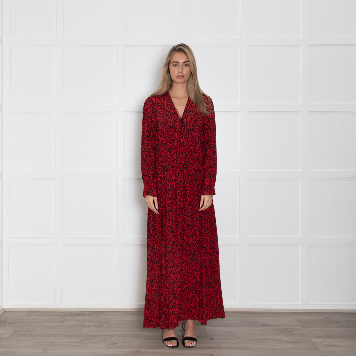 Zadig & Voltaire Black Red Floral Maxi Dress