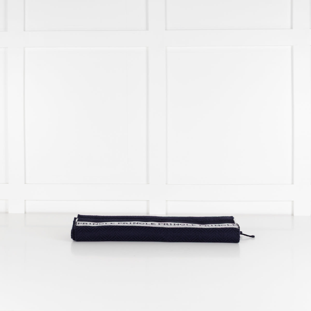 Pringle Navy Woven Logo Scarf