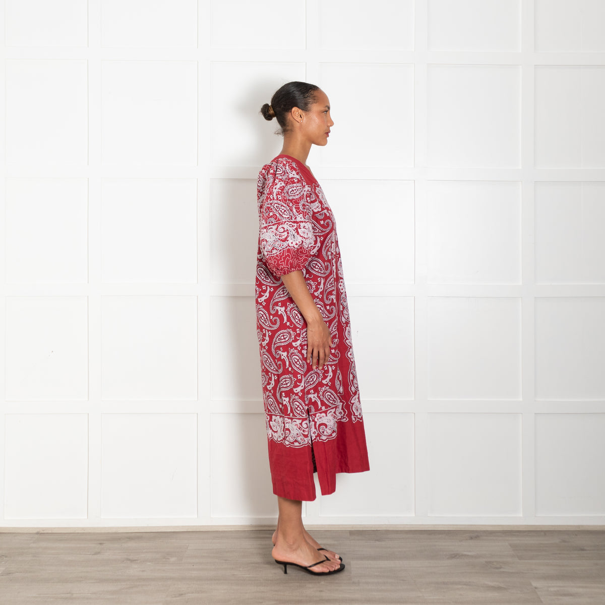 Sea New York Red Paisley Puff Sleeve Dress