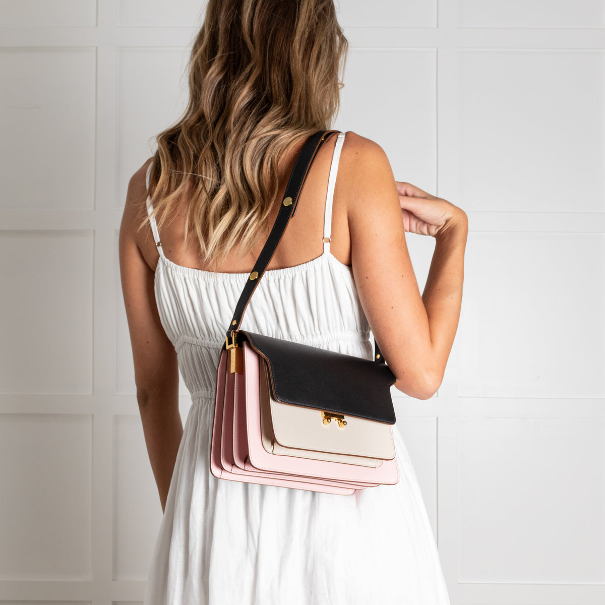 Marni Trunk Pink Colour Black Shoulder Bag
