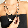Chanel Black Cream Faux Pearl Camelia Necklace