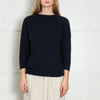 Chinti & Parker Navy Blue Cable Merino Wool Blend Sweater
