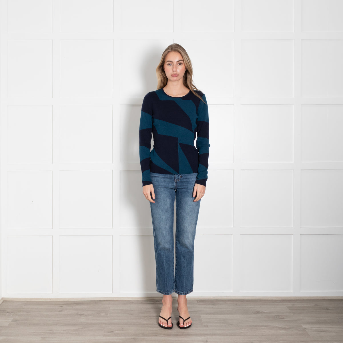 The Fold Blue Patterned Merino Wool Jumper