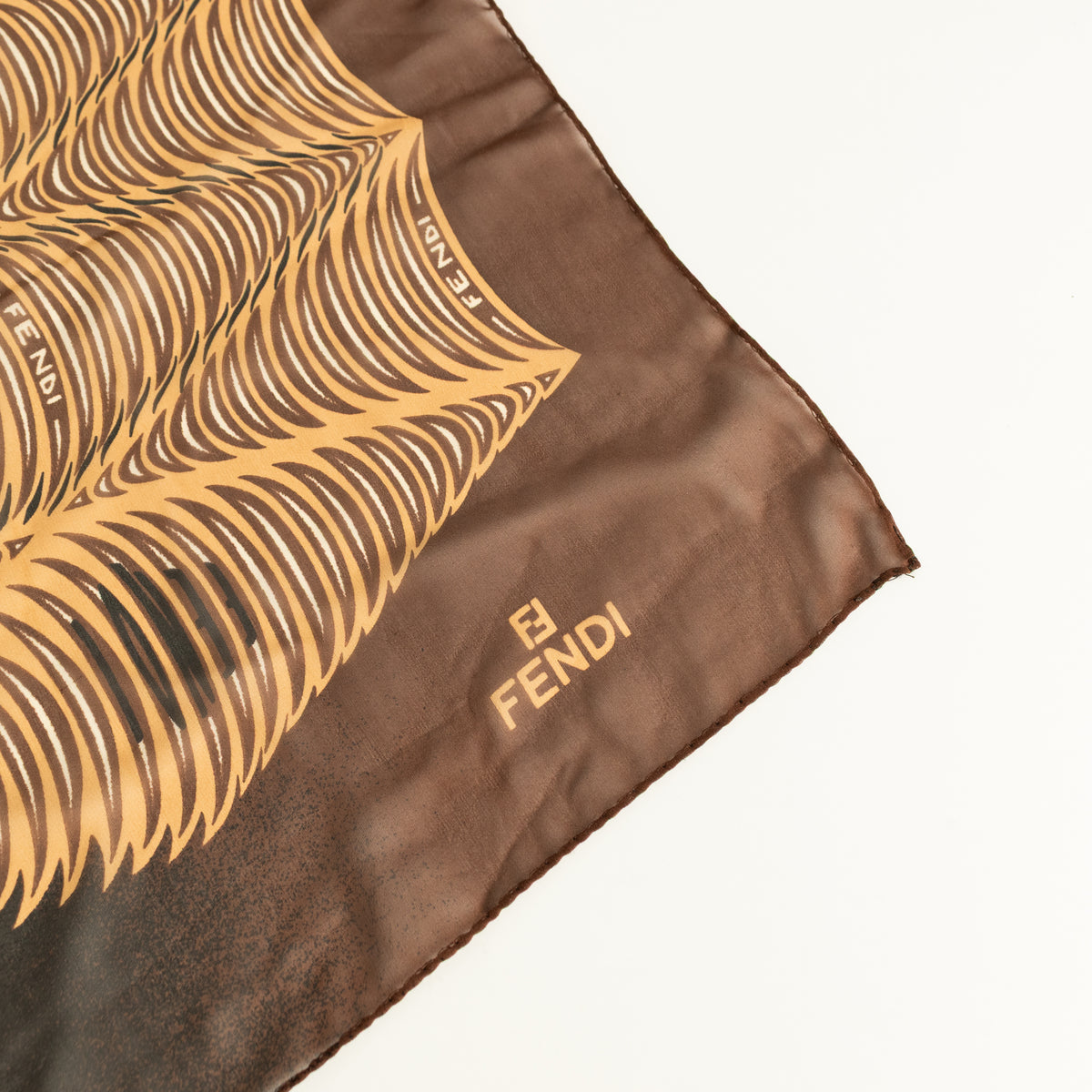 Fendi Brown, Black & White Patterned & Logo Long Scarf