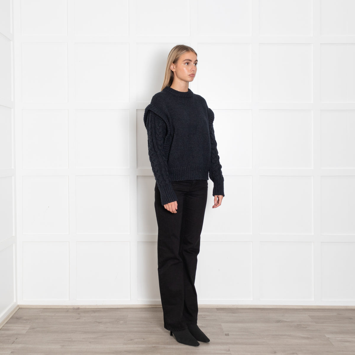 Jakke Navy Blue Cable Jumper
