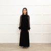 Me + Em Black Velvet Lace Sleeve Maxi Dress