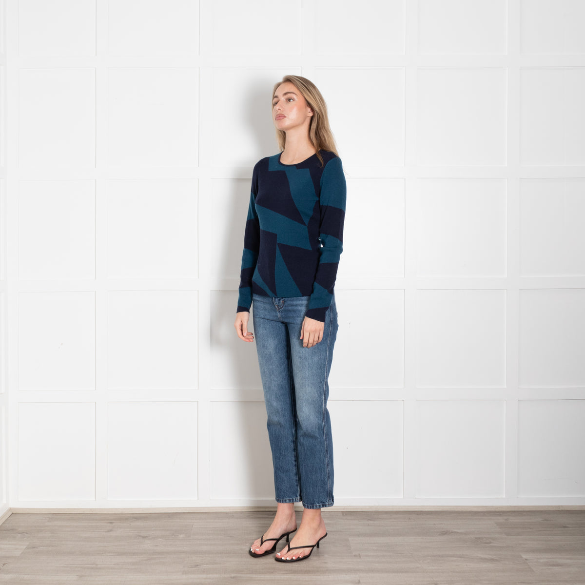 The Fold Blue Patterned Merino Wool Jumper