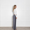 Me+Em Blue Beige Silver Lurex Tweedy Side Stripe Wide Leg Trousers