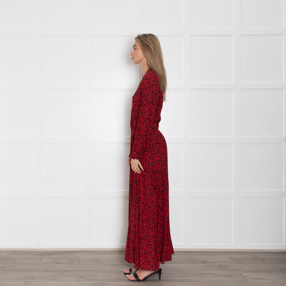 Zadig & Voltaire Black Red Floral Maxi Dress