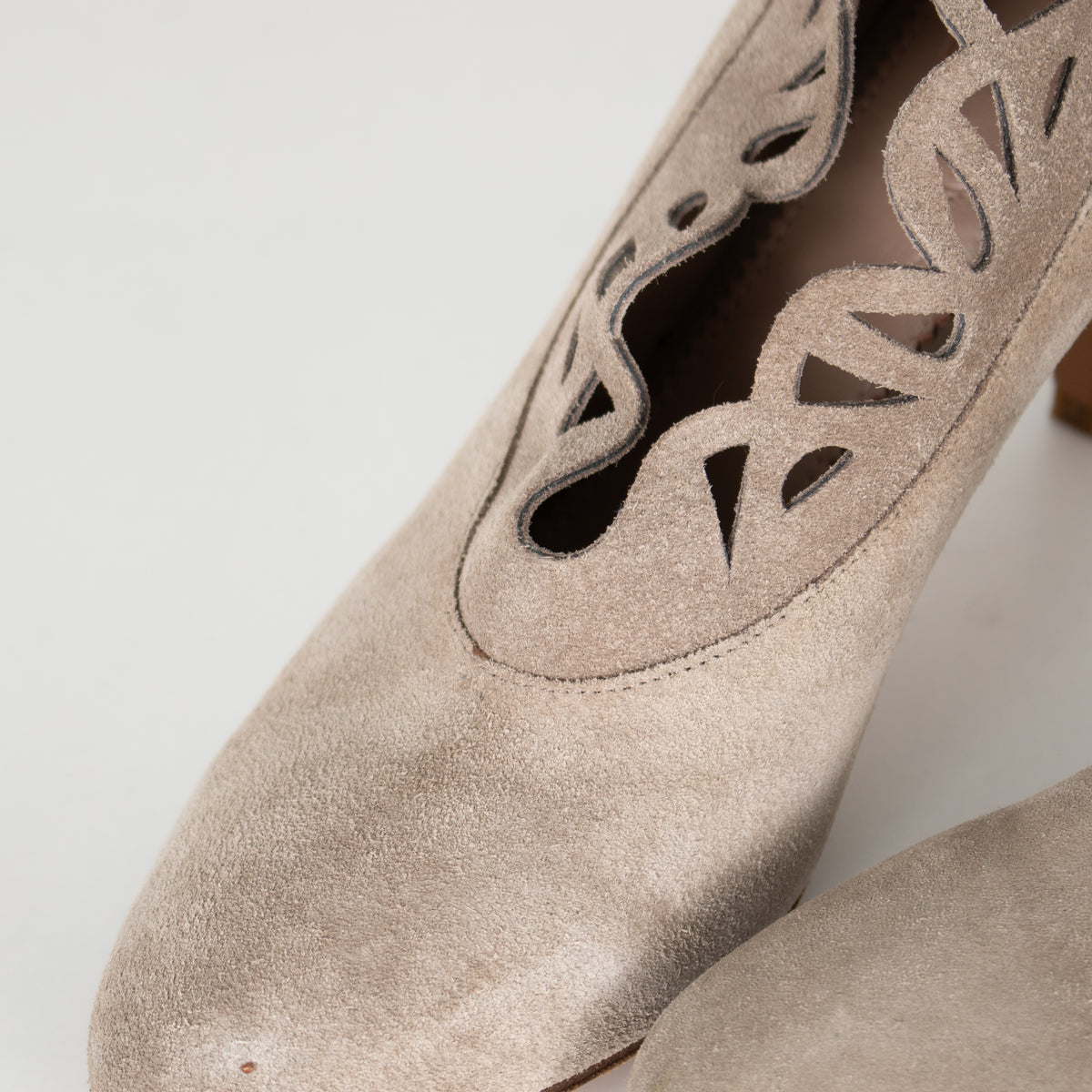 Chloe Beige Cut Out Detail Suede Heels