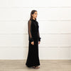 Me + Em Black Velvet Lace Sleeve Maxi Dress