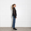Self Portrait Black Lace Frill Trim Long Sleeve Top