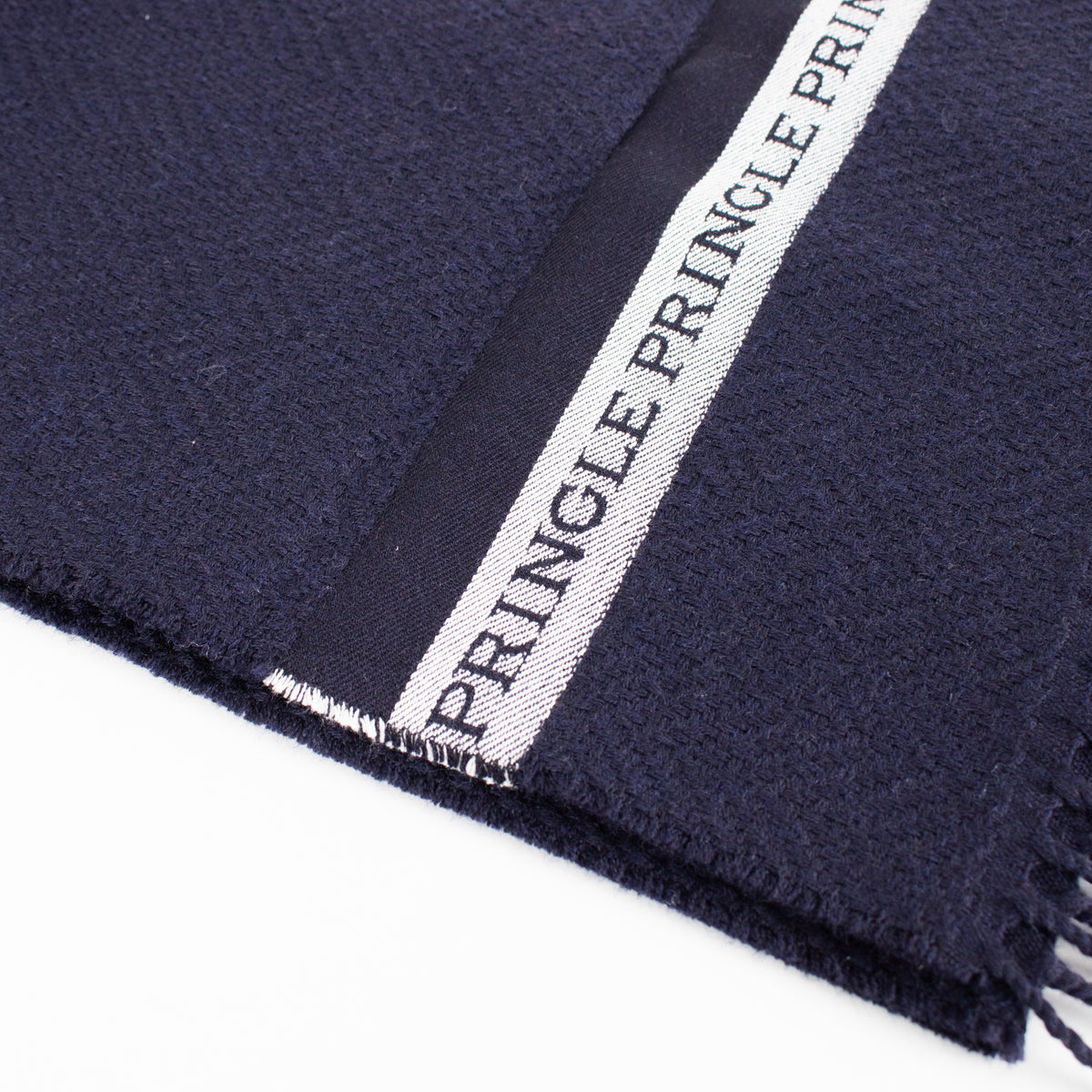 Pringle Navy Woven Logo Scarf