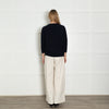 Chinti & Parker Navy Blue Cable Merino Wool Blend Sweater