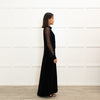 Me + Em Black Velvet Lace Sleeve Maxi Dress