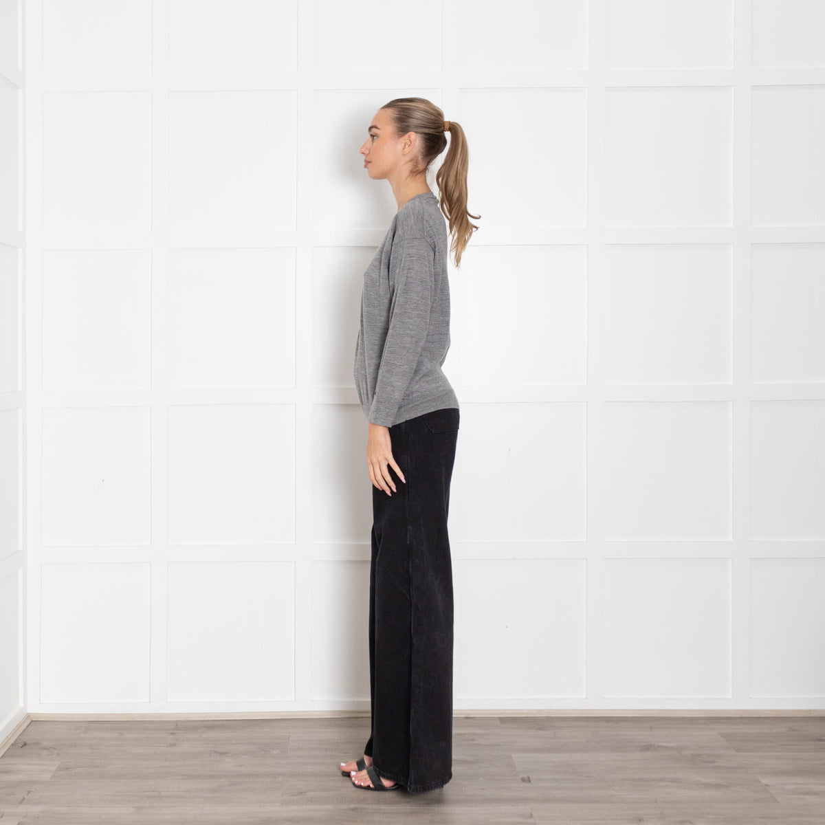 J Crew Grey Wool Jumper With 'You Are Here' Logo