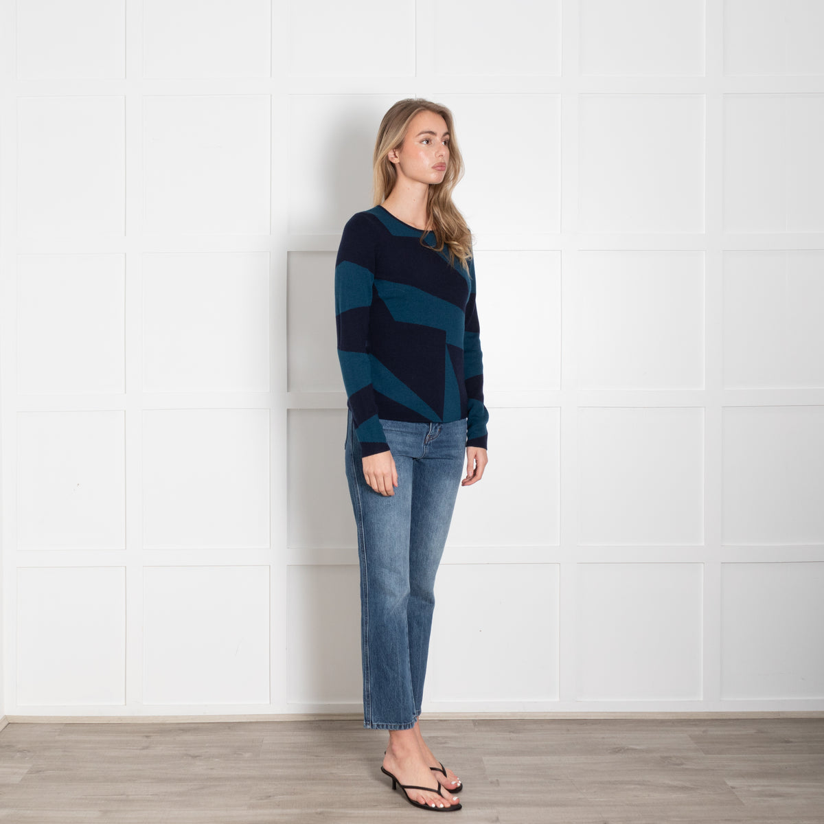 The Fold Blue Patterned Merino Wool Jumper