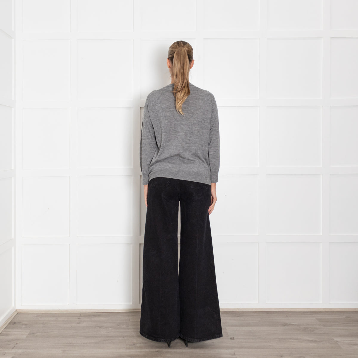 J Crew Grey Wool Jumper With 'You Are Here' Logo