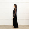 Me + Em Black Velvet Lace Sleeve Maxi Dress