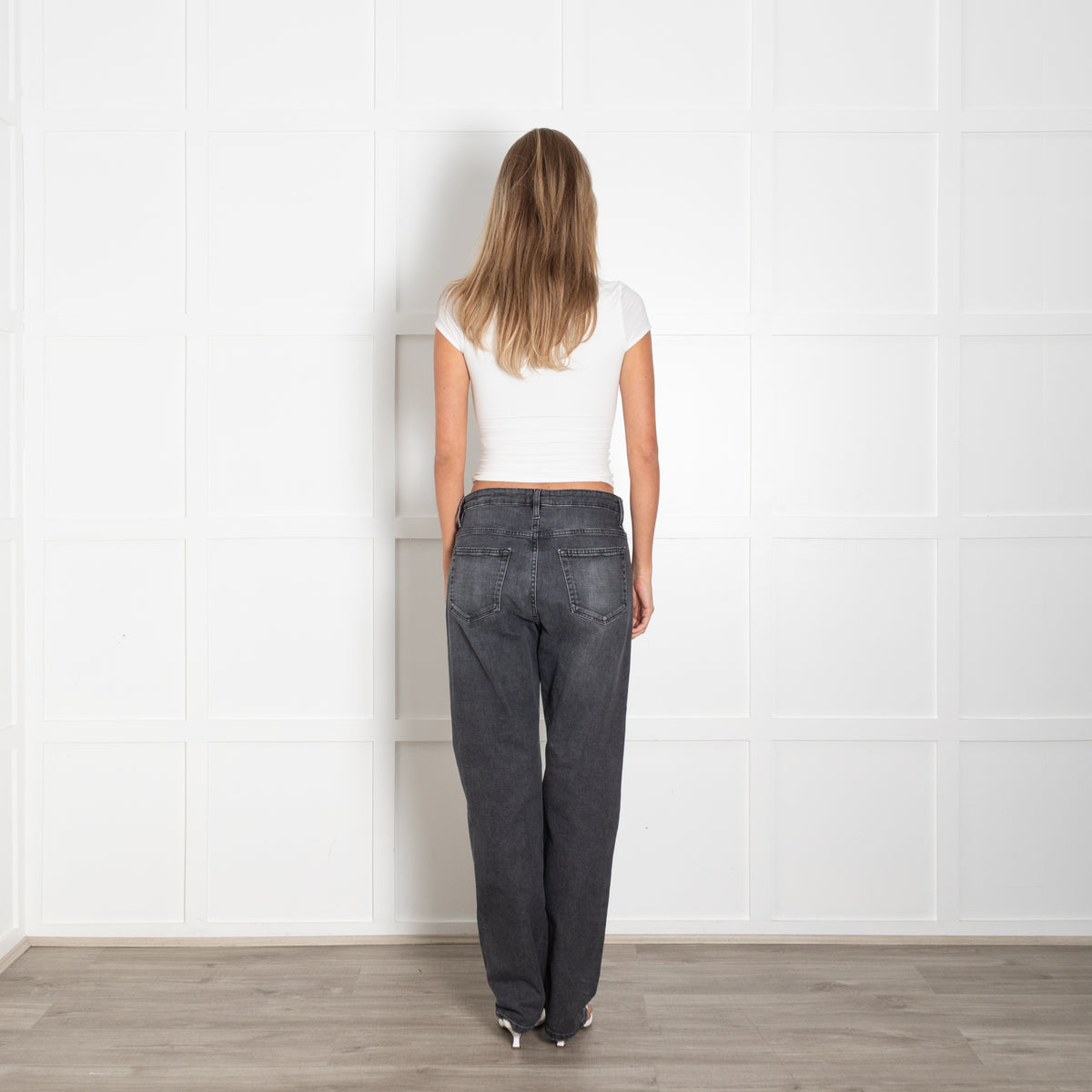 Frame Grey Denim Straight Leg Jeans