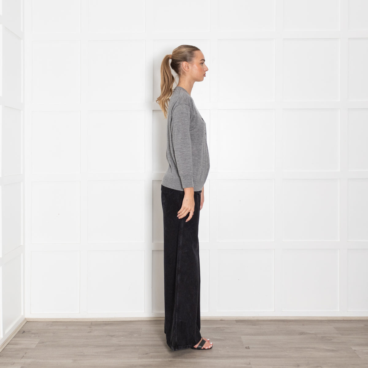 J Crew Grey Wool Jumper With 'You Are Here' Logo