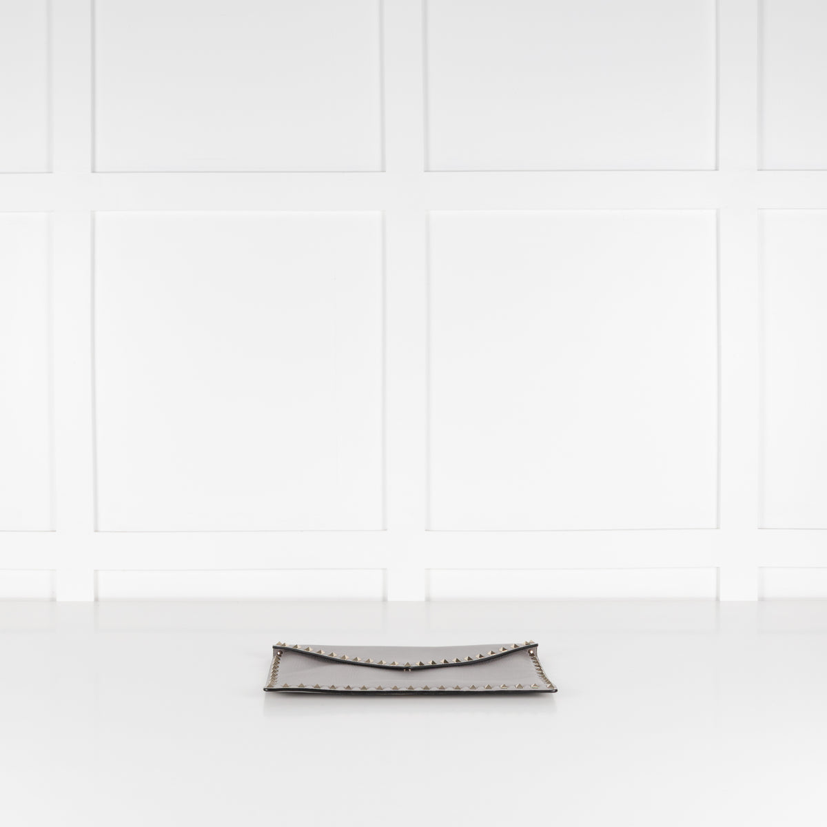 Valentino Grey Grained Leather Rockstud Envelope Clutch