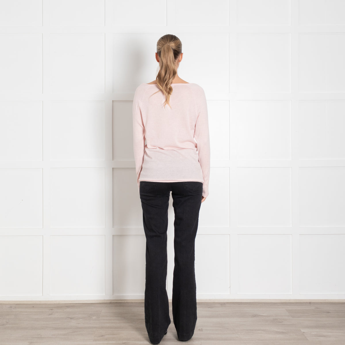 Duffy Pink Fine Knit V Neck Sweater
