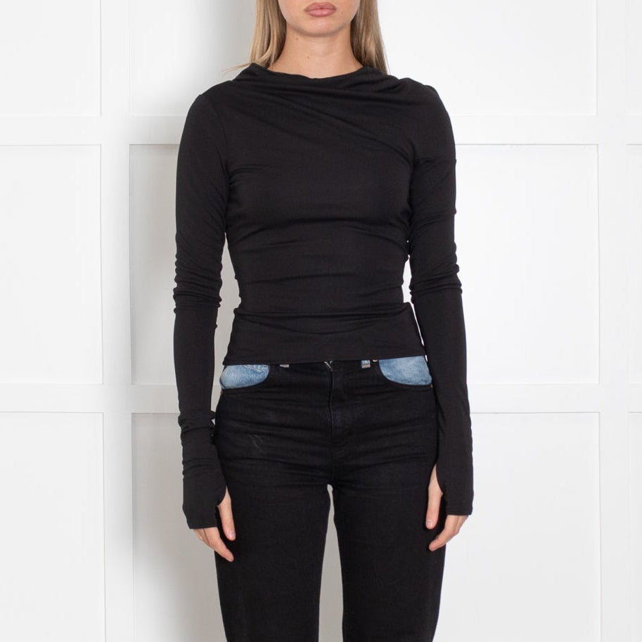 Elsa Black Jersey Long Sleeve Top