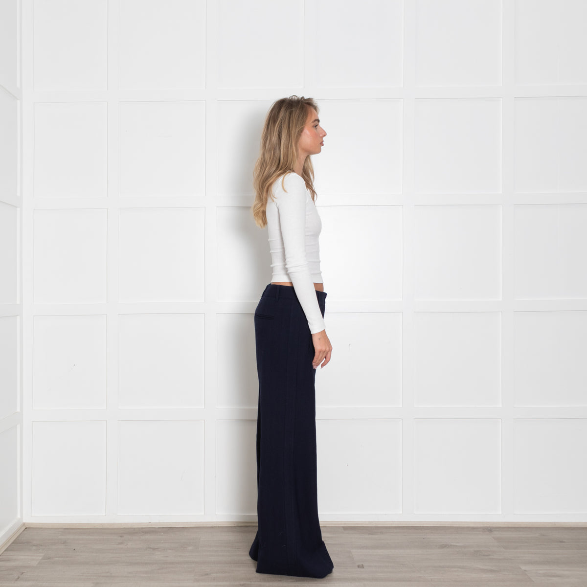 Me+Em Black Wool Blend Pleated Front Wide Leg Trousers