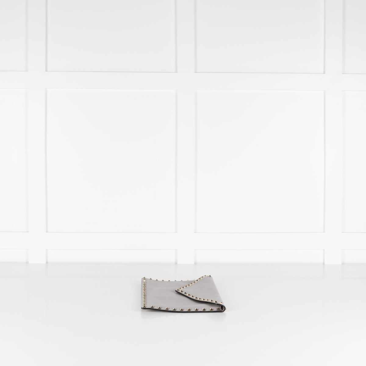 Valentino Grey Grained Leather Rockstud Envelope Clutch