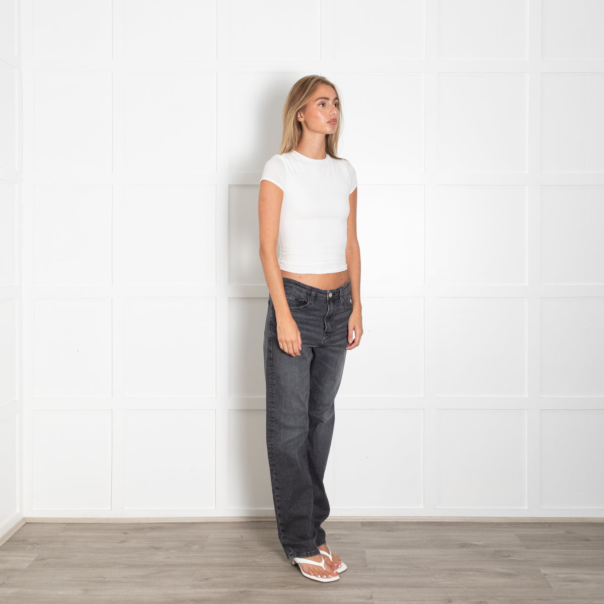 Frame Grey Denim Straight Leg Jeans