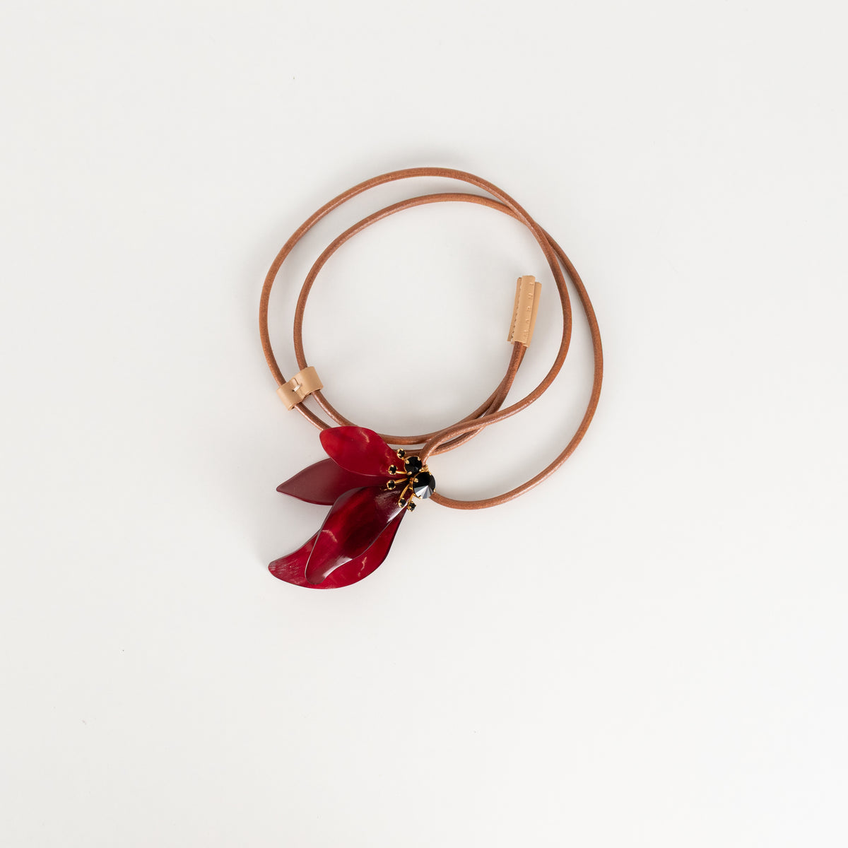 Marni Tan Leather Cord Statement Necklace