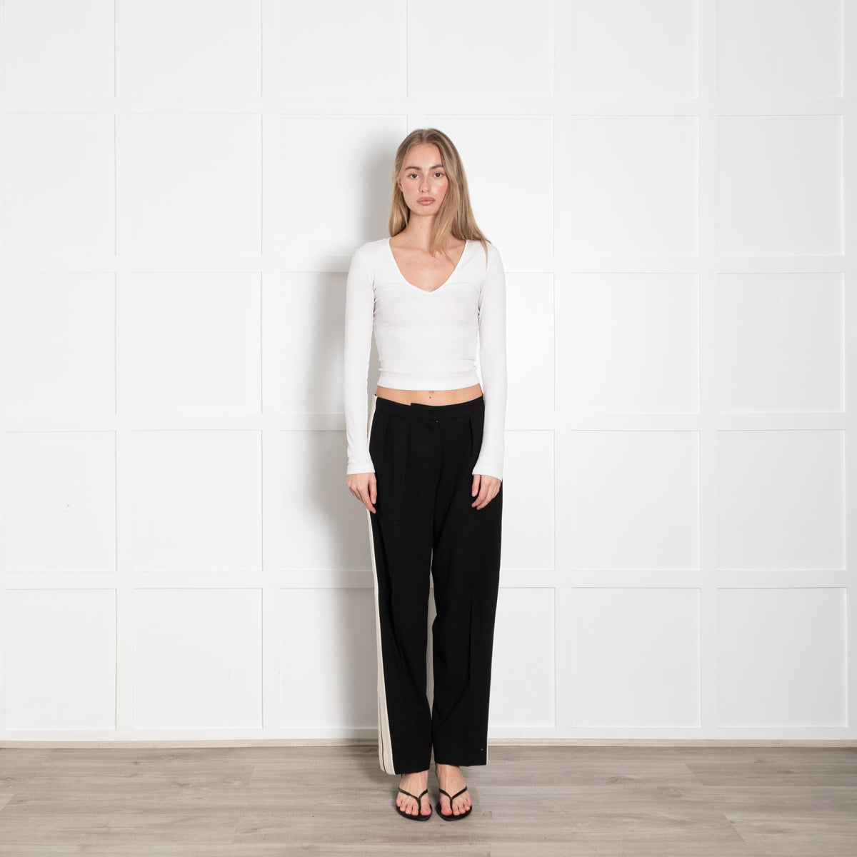 Alexander McQueen Black Cream Side Stripe Trousers