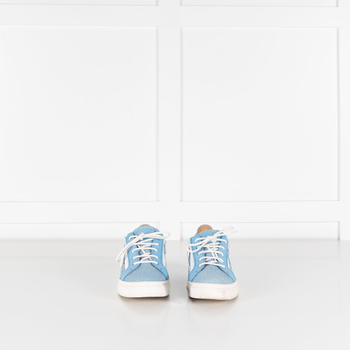 Giuseppe Zanotti Blue White Snake Skin Trainers
