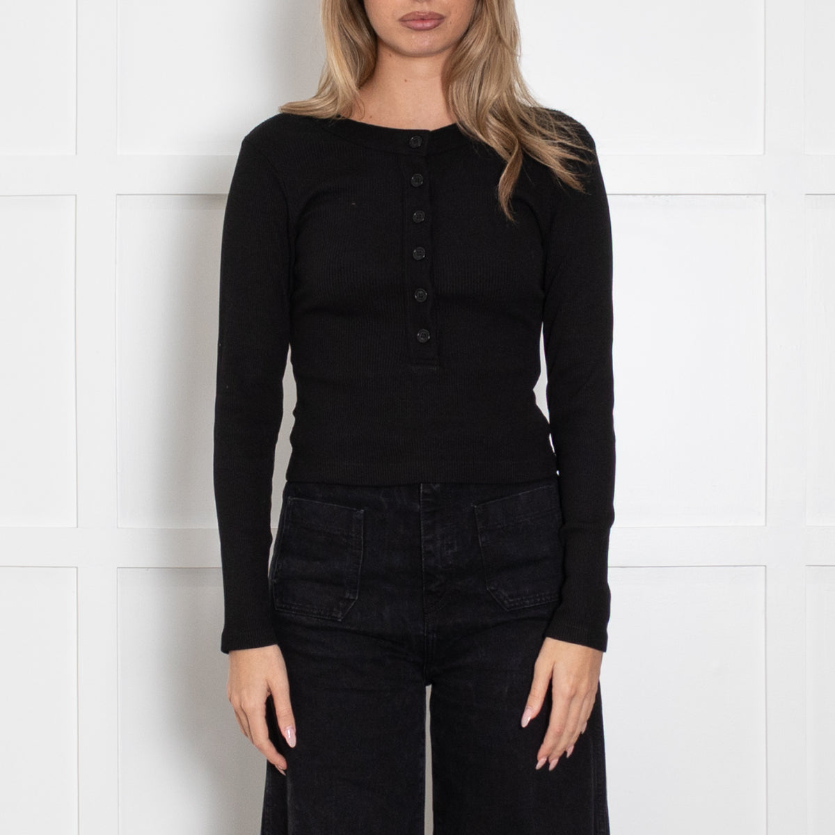 Citizens Of Humanity Faena Black Cropped Crewneck