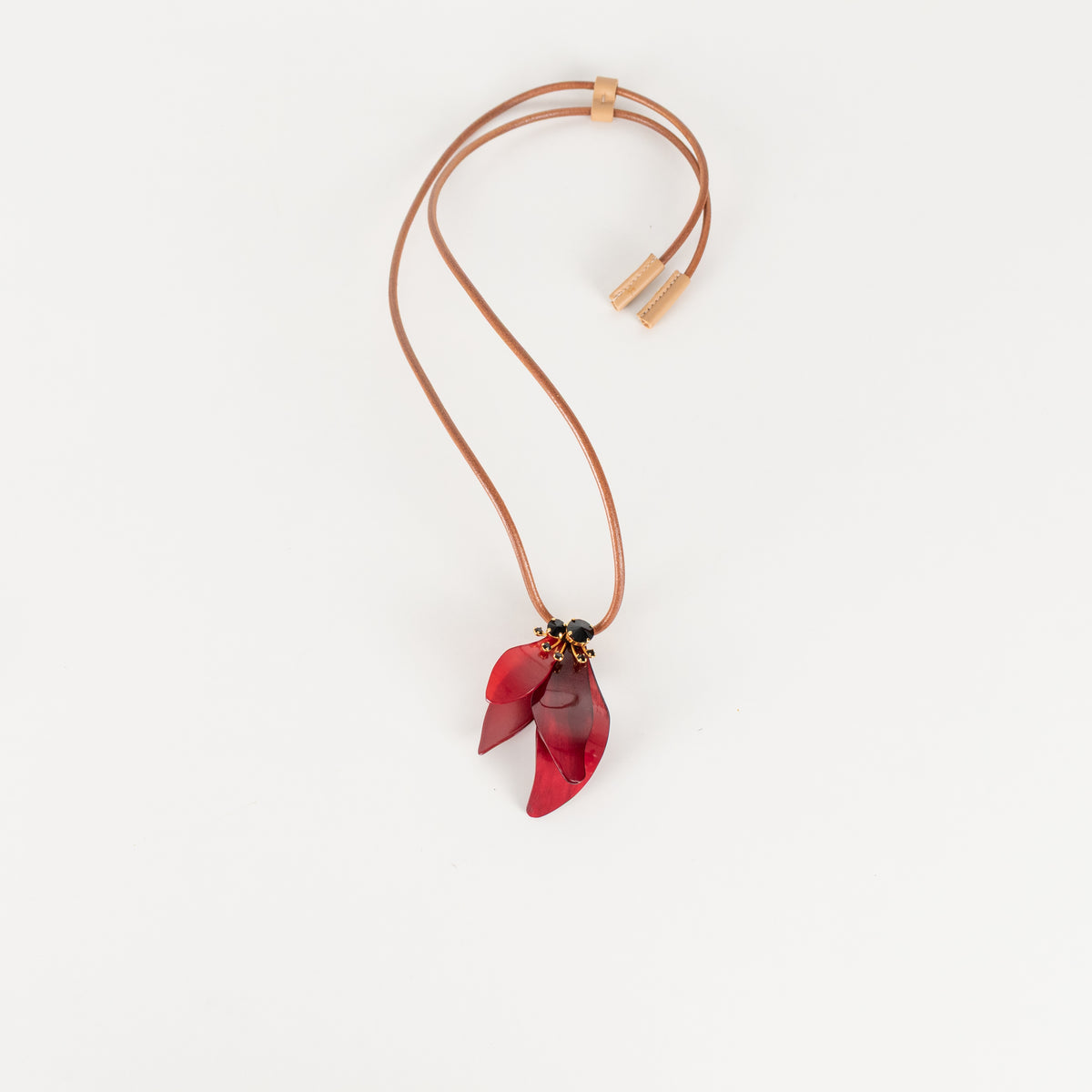 Marni Tan Leather Cord Statement Necklace