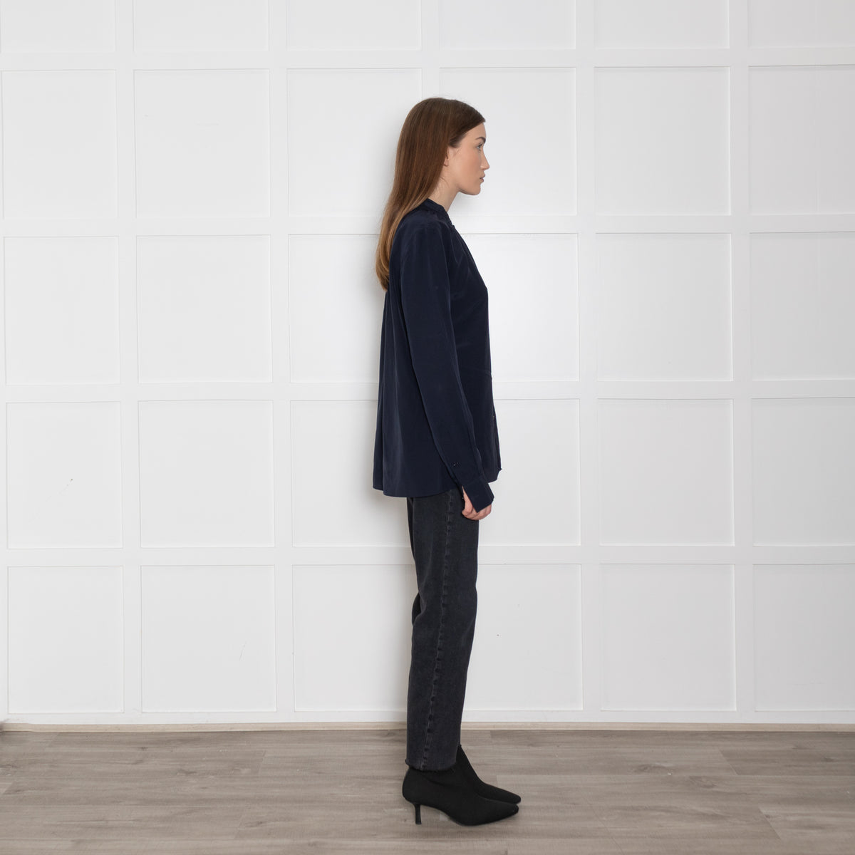 Joseph Navy Silk Button Up Blouse