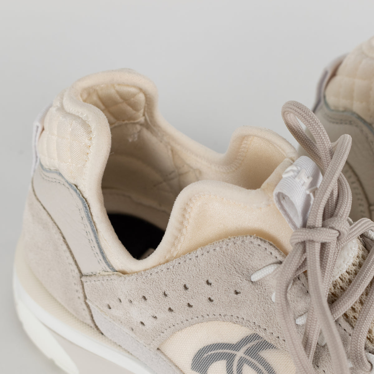 Chanel Beige Perforated Mesh Design With CC Suede Trainers