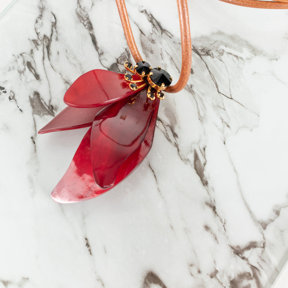 Marni Tan Leather Cord Statement Necklace