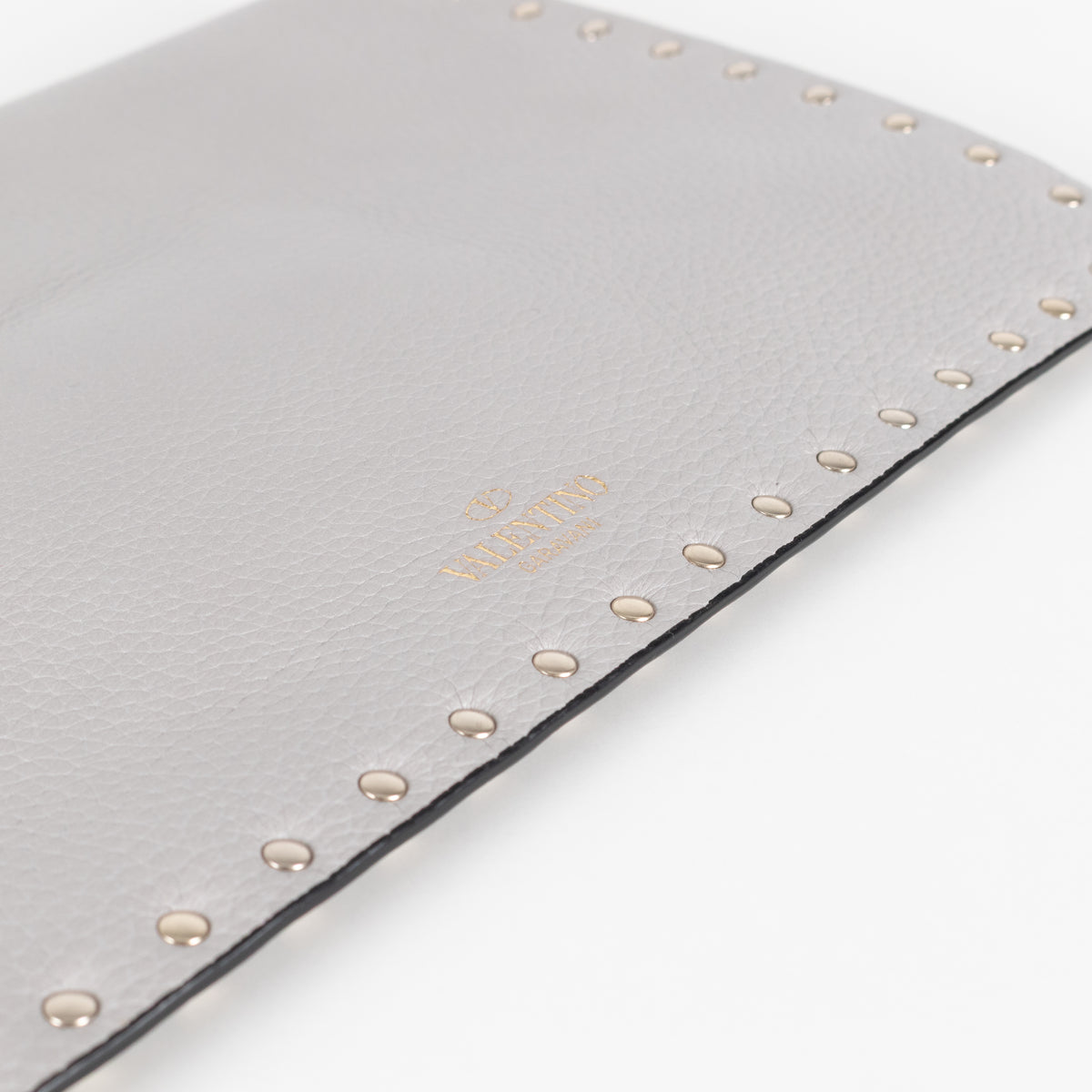 Valentino Grey Grained Leather Rockstud Envelope Clutch