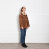 Velvet Brown Faux Sheepskin Long Jacket