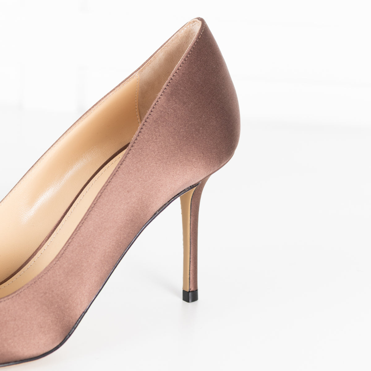 Mach & Mach Brown Satin Crystal Double Bow Shoes