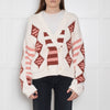Hayley Menzies Cream and Terracotta Chunky Knit Intarsia Cardigan