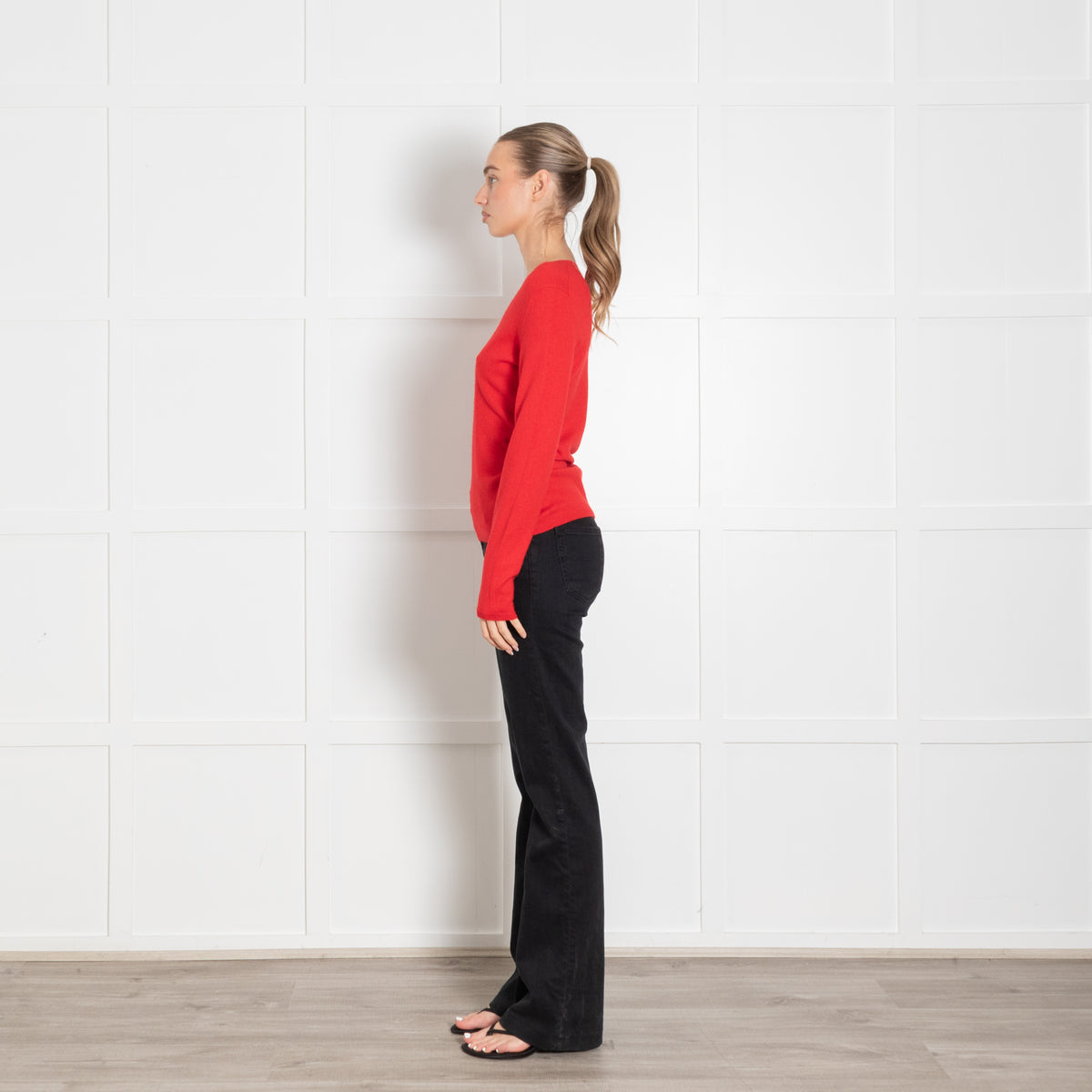 Eric Bompard Red V Neck Cashmere Jumper