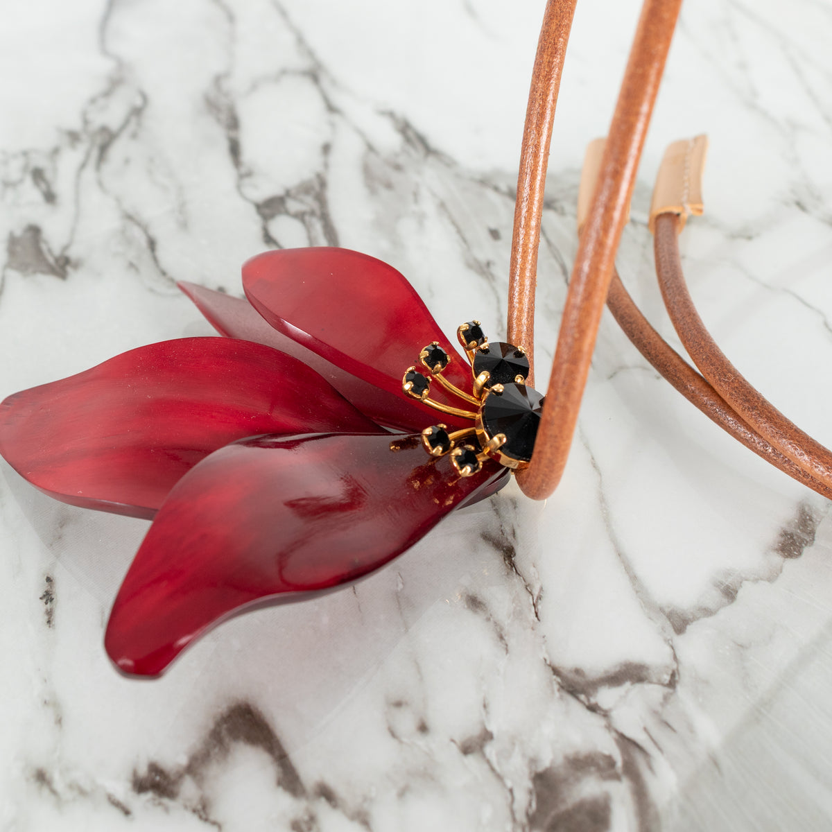 Marni Tan Leather Cord Statement Necklace