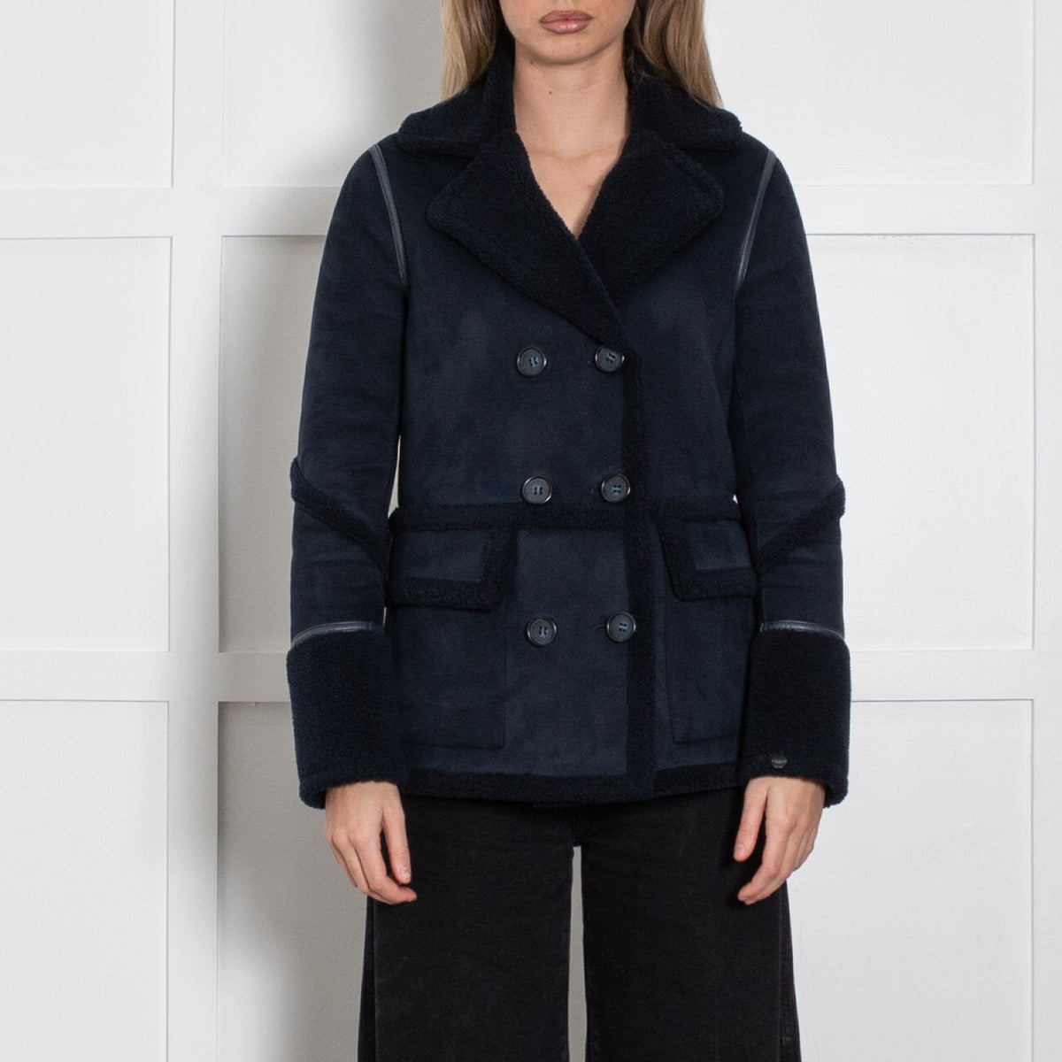 Urban Code Navy Blue Faux Shearling Reversible Jacket