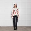 Hayley Menzies Cream and Terracotta Chunky Knit Intarsia Cardigan