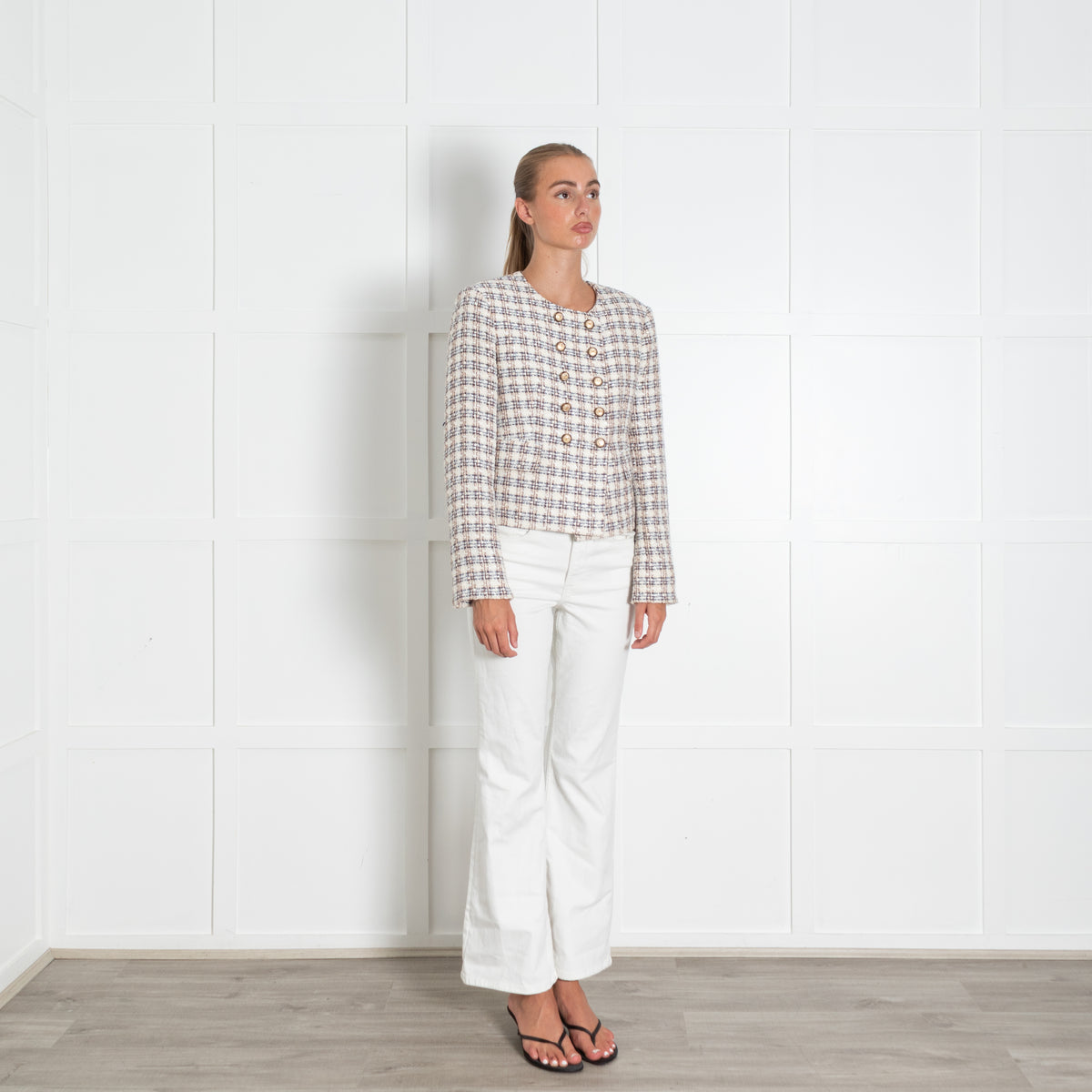 Veronica Beard Cream And Brown Bentley Double Breasted Jacket
